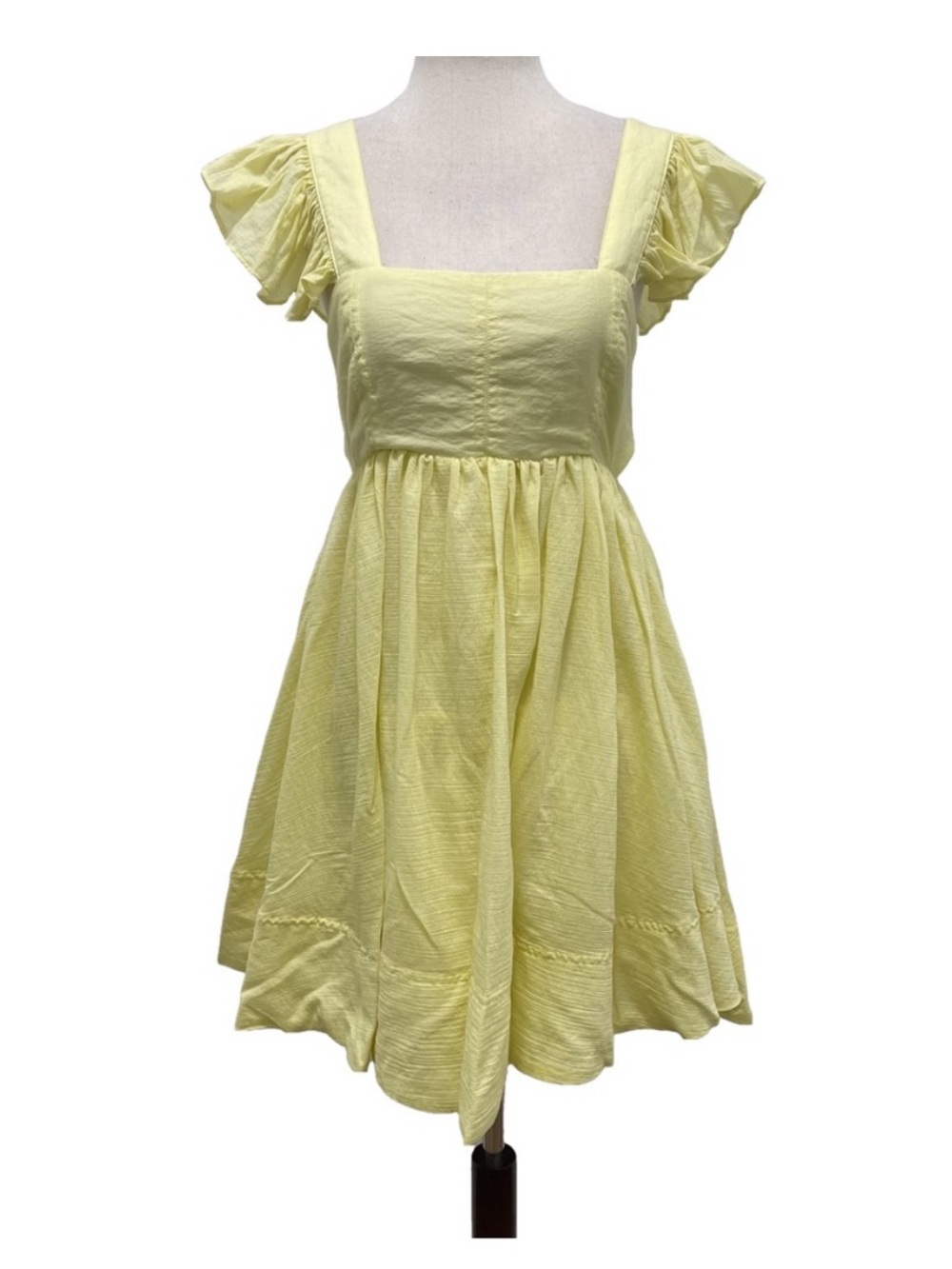 Mable (Anthropologie) square-neck ruffled sleeve mini dress